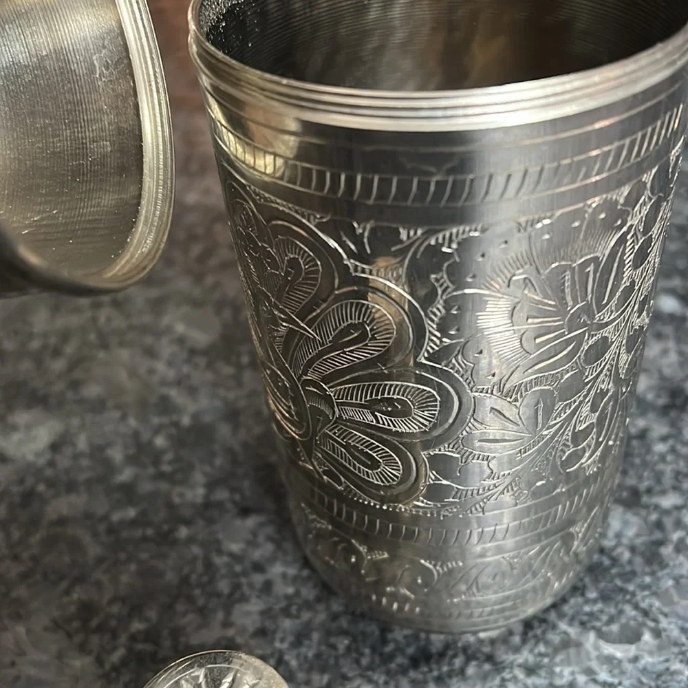 Silver Plated Etched 12.5” Double Screwtop Bottle Shaker